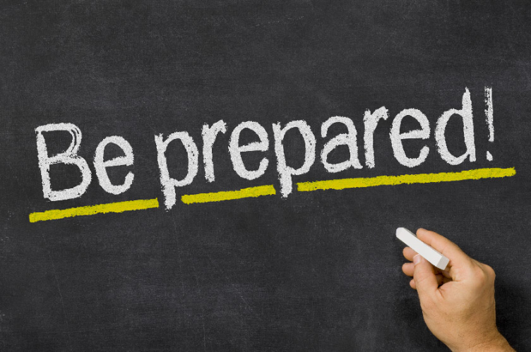 Chalkboard that says Be prepared! and the text is underlined