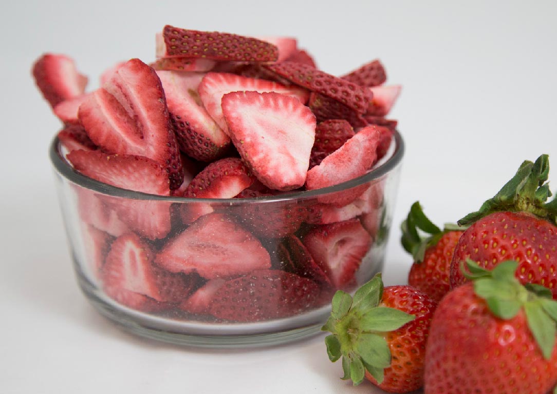 bowl of freeze dried strawberries