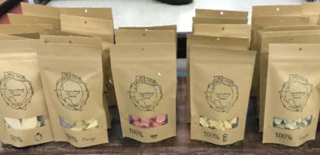 Bags of freeze dried foods