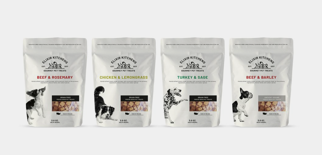 Bags of freeze dried pet food
